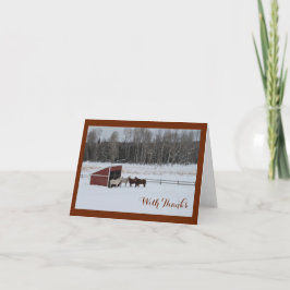 De Agradecimiento Caballos en Nieve Gracias tarjeta