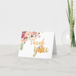 De Agradecimiento Calabaza floral - Tarjeta rosa