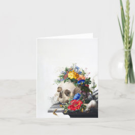 De Agradecimiento Calavera con flores, tarjeta en blanco
