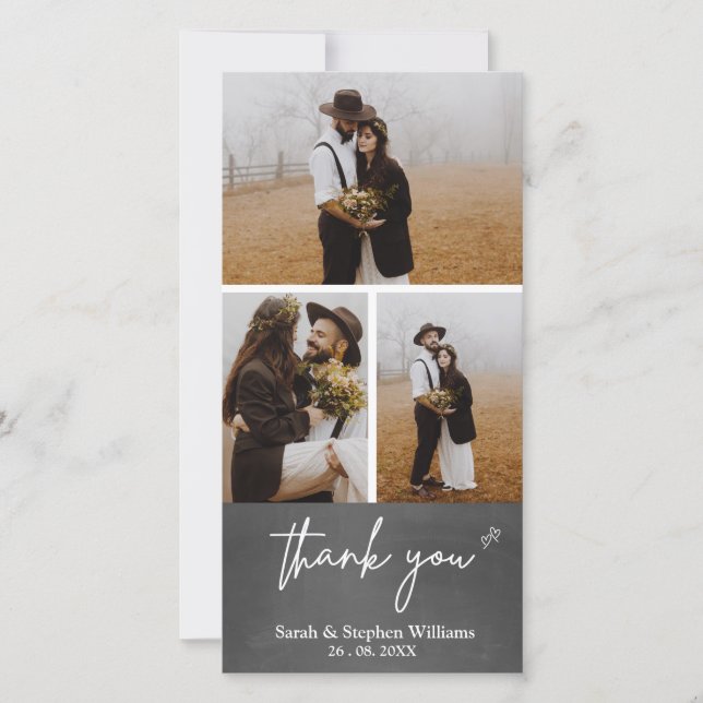 De Agradecimiento Chalkboard Boda 3 Foto Gracias tarjeta fotográfica (Anverso)