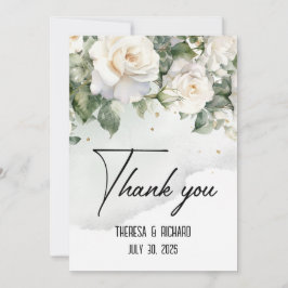 De Agradecimiento Chantilly Lace Rosas Boda Gracias Tarjeta Flat