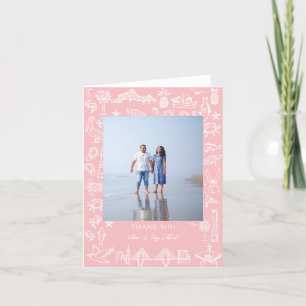De Agradecimiento Charleston Toile Border en rosa Gracias Tarjeta