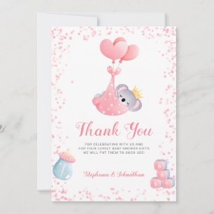De Agradecimiento Chica Koala Bear Gracias Tarjeta Baby Shower