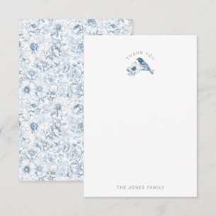 De Agradecimiento Chinoiserie Baby Shower Gracias Tarjeta Azul Blanc