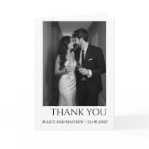 Clásico Elegante Pareja Foto Boda Tarjeta Doble