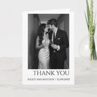 De Agradecimiento Clásico Elegante Pareja Foto Boda Tarjeta Doble