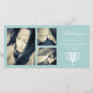 DE AGRADECIMIENTO COLLAGE FORMAL AZUL BODA GRACIAS TARJETA