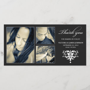 DE AGRADECIMIENTO COLLAGE FORMAL NEGRO   BODA GRACIAS TARJETA