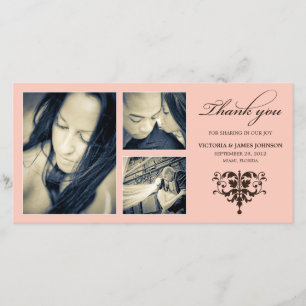 DE AGRADECIMIENTO COLLAGE FORMAL PINK   BODA GRACIAS TARJETA