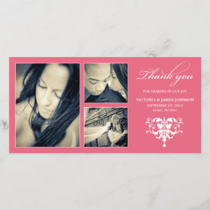 DE AGRADECIMIENTO COLLAGE FORMAL PINK   BODA GRACIAS TARJETA