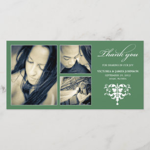 DE AGRADECIMIENTO COLLAGE FORMAL VERDE BODA GRACIAS TARJETA