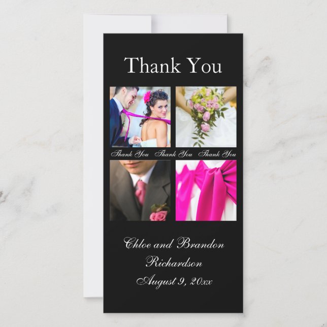 De Agradecimiento Collage simple Gracias Tarjeta fotográfica (negro) (Anverso)