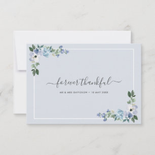 De Agradecimiento color azul boda floral gracias tarjeta