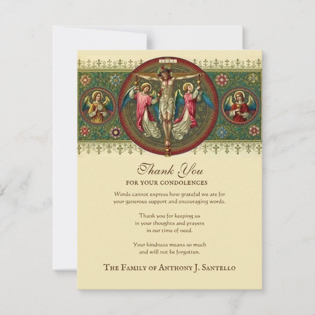 De Agradecimiento Compatía funeraria católica Tarjeta sagrada gracia (Anverso)