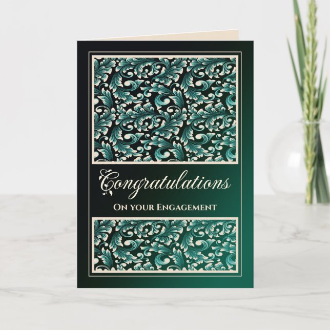 De Agradecimiento Compromiso Felicitaciones Tarjeta Verde Damask (Anverso)