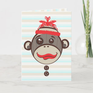 De Agradecimiento Crazy Gorra Sock Monkey Gracias Tarjeta