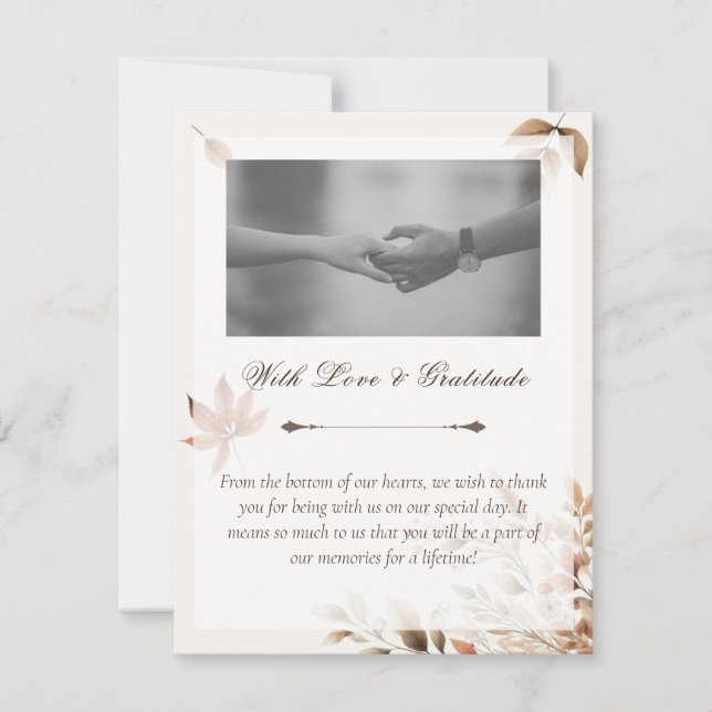 De Agradecimiento Cream Autumn Boda Gratitude Gracias Tarjeta (Anverso)