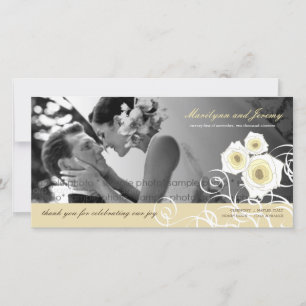 De Agradecimiento Cream Rosas Swirls Boda Gracias Tarjeta Fotográfic