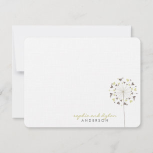 De Agradecimiento Crema marrón Dandelions Amor Boda Gracias Tarjeta
