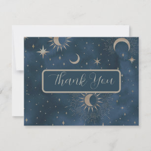 De Agradecimiento Crescent Moon Starry Night Boda Gracias Tarjeta