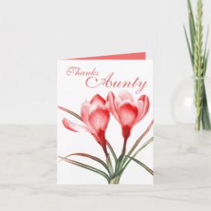 De Agradecimiento Crocus "Gracias Tía" tarjeta rosa roja