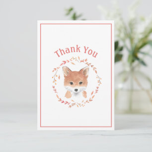 De Agradecimiento Cuidada Watercolor Fox Simple Gracias Tarjeta