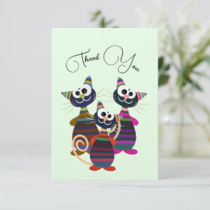 De Agradecimiento Cuidados y coloridos gatos gracias tarjeta