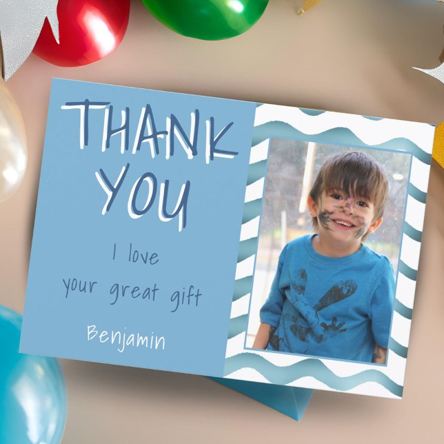 De Agradecimiento Cumpleaños Gracias niños Tarjeta fotográfica Waves (Subido por el creador)