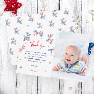 De Agradecimiento Cute Balloon 1er cumpleaños Foto Gracias Tarjeta