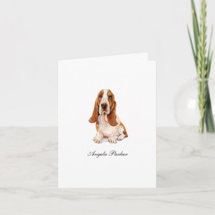De Agradecimiento Cute Basset Hound acuarela plegado Gracias Tarjeta