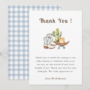 De Agradecimiento Cute Cowboy Boho Bebé ducha Gracias tarjeta