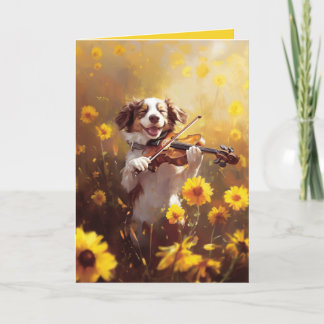 De Agradecimiento Cute Dog Jugando Violin Tarjeta Doblada