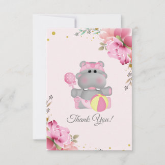 De Agradecimiento Cute Hippo Baby Shower Gracias Tarjeta Lata