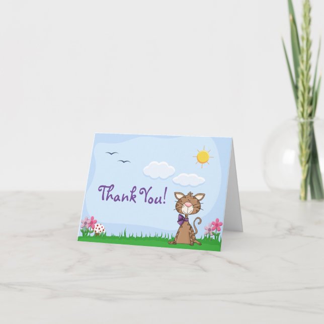 De Agradecimiento Cute Kitty Cat Gracias Tarjeta (Anverso)
