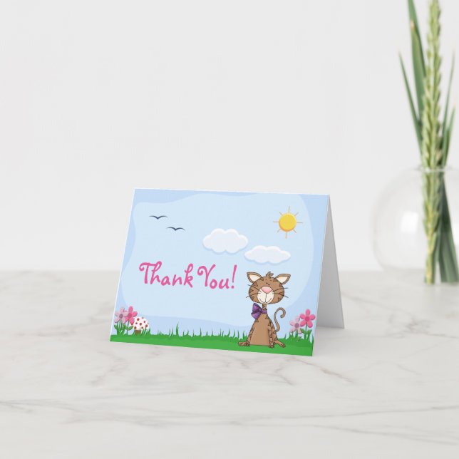 De Agradecimiento Cute Kitty Cat Gracias Tarjeta (Anverso)