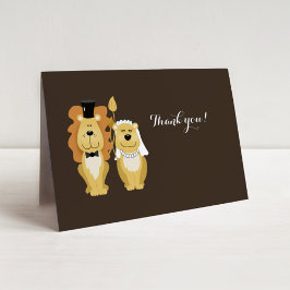 De Agradecimiento Cute León Boda Couple Gracias Tarjeta