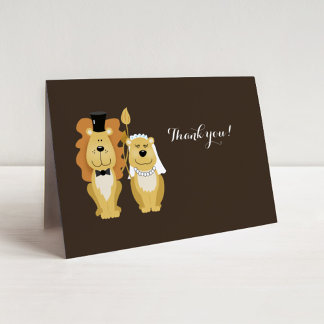 De Agradecimiento Cute León Boda Couple Gracias Tarjeta