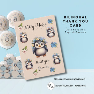 De Agradecimiento Cute Pingüinos Gracias Tarjeta Gracias