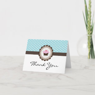 De Agradecimiento Cute Polk a Dot Cupcake Gracias tarjeta