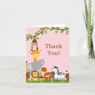 De Agradecimiento Cute Safari Jungle Animales bebé gracias tarjeta