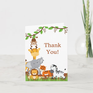 De Agradecimiento Cute Safari Jungle Animales bebé gracias tarjeta
