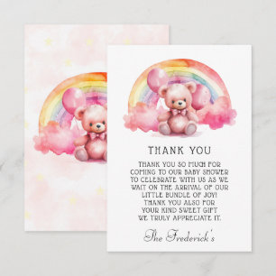 De Agradecimiento Cute Teddy Bear Chica Baby Shower Gracias Tarjeta