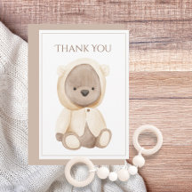 Cute Teddy Bear Simple Gracias Tarjeta