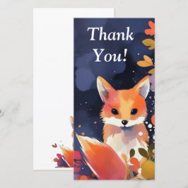 De Agradecimiento Cute Watercolor Fox Gracias Tarjeta