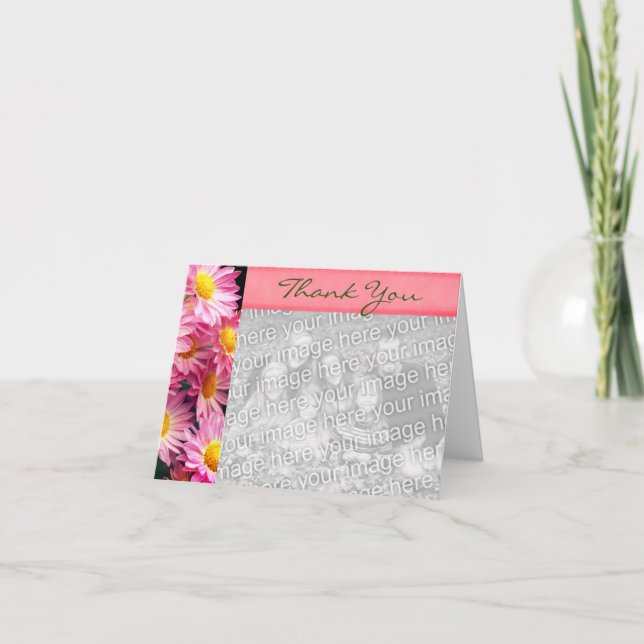 De Agradecimiento Daisies rosados Gracias Tarjeta Fotográfica (Anverso)