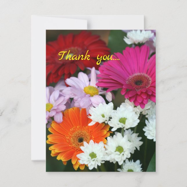 De Agradecimiento Daisy Bouquet Floral Flat Gracias Tarjeta (Anverso)