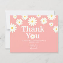 Daisy floral rosado Gracias tarjeta