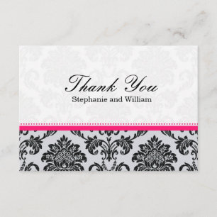 De Agradecimiento Damask Hot Pink Boda Gracias Tarjeta