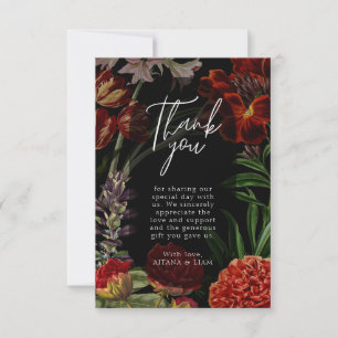 De Agradecimiento Dark Floral Moody Boda Gracias Tarjeta