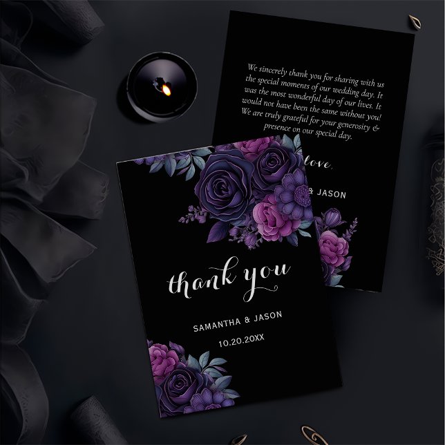 De Agradecimiento Dark Moody Gothic Florals Boda Gracias Tarjeta (Subido por el creador)